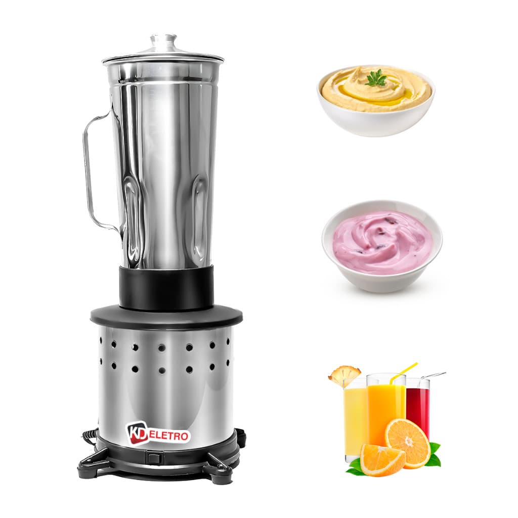 Liquidificador Industrial Alta Rotação 2 Litros Prata -Jarra de Aço Inox - Cozinhas Resistente