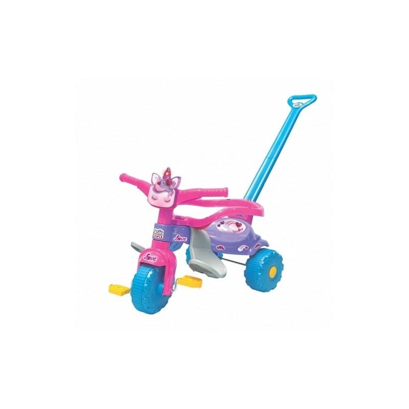 Triciclo Magic Toys Tico Tico Uni Love 2570 com Luz Haste Mais Aro de Proteção Removível