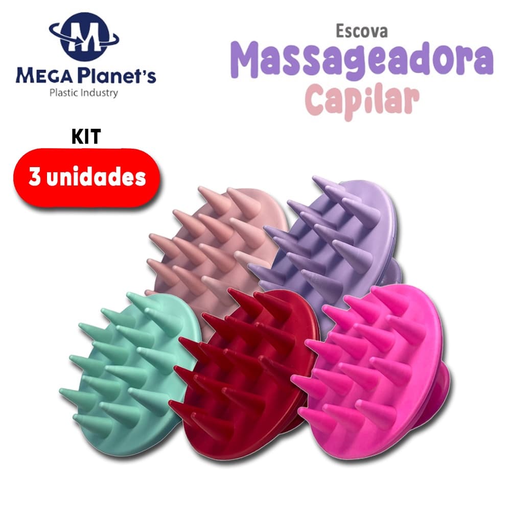 KIT com 3 Escova Massageadora Capilar| Kit de Beleza Completo | Cuidado Capilar Inovador | Massagem Capilar | Beleza