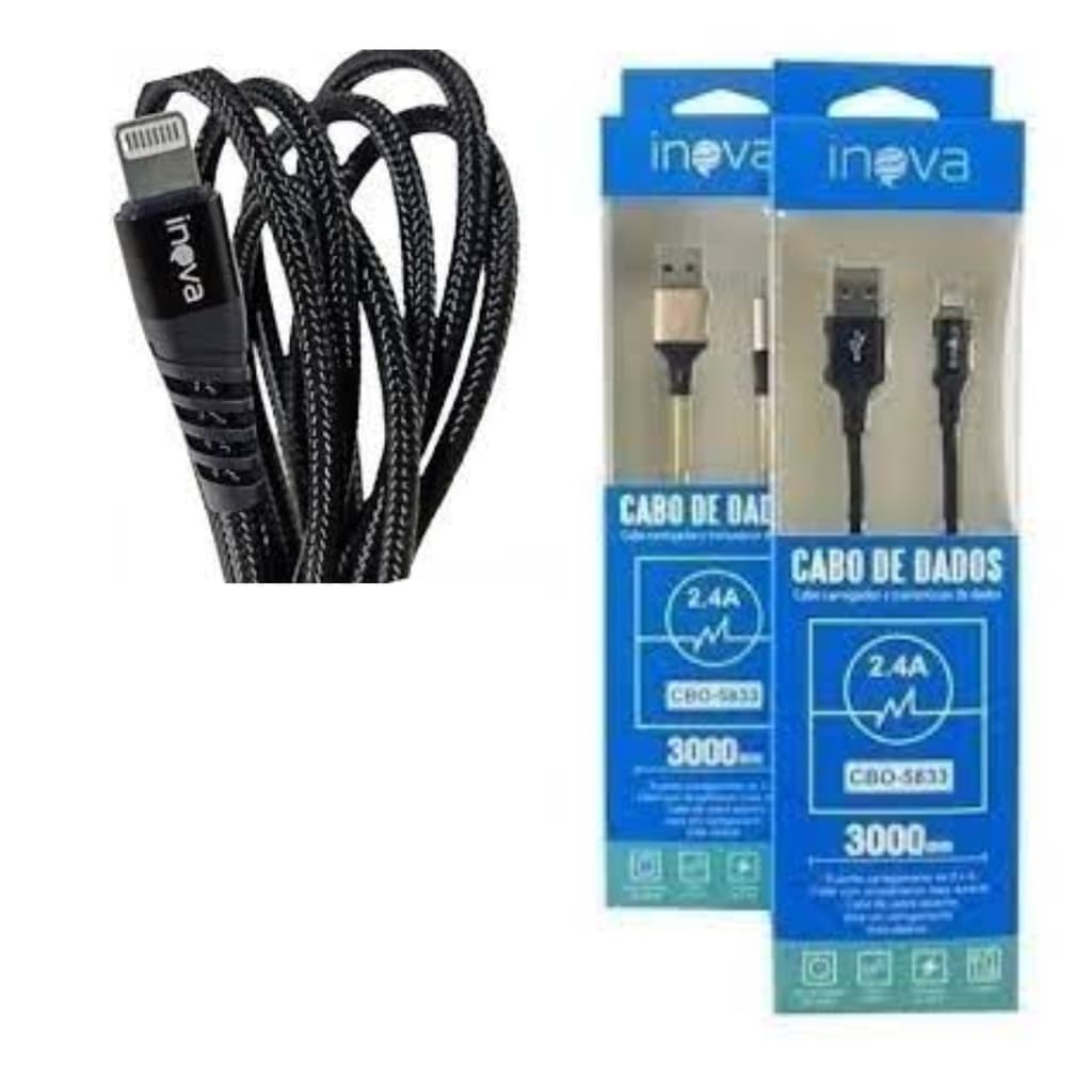 Cabo Carregador IPHONE 3 METROS 8 Plus Xr Xs Max 11 Pro Max 12 Pro Max LIGHTNING IOS Apple Cabo Iphone 3 Metros