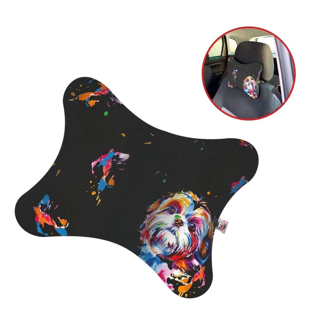 Almofada de Pescoço em Neoprene com Estampa Shihtzu - Conforto para Carro