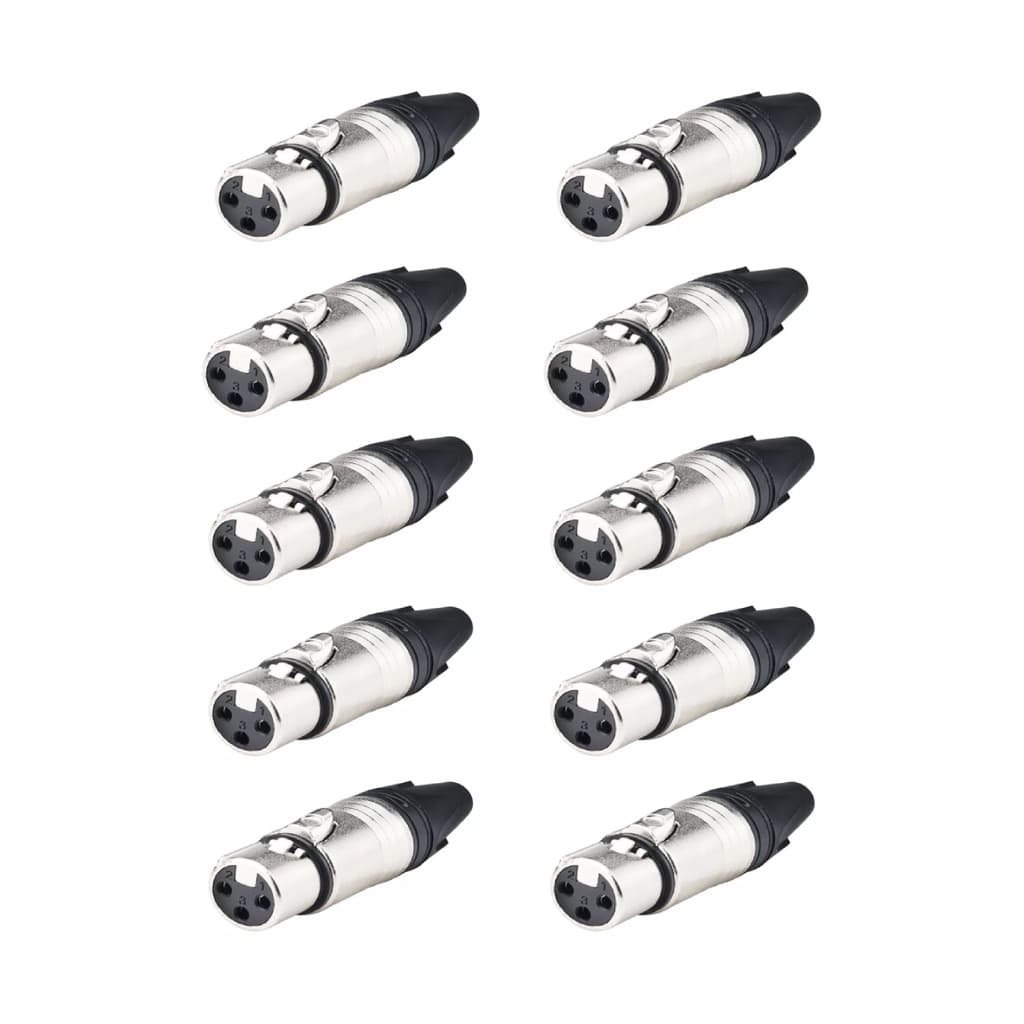 Kit 10 Conectores MGS Plug Xlr Linha Femea