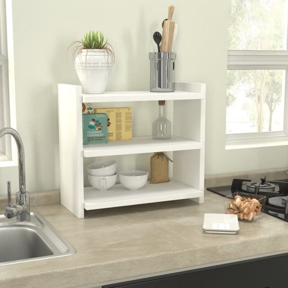 PRATILEIRA ORGANIZADOR DE MADEIRA MDF 3 ANDARES EM MDF PARA COZINHA ESCRITORIO 43 CM
