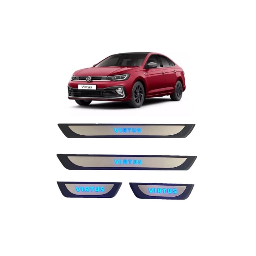 Kit Soleira 4 Portas Led Azul Aço Inox Virtus 2018