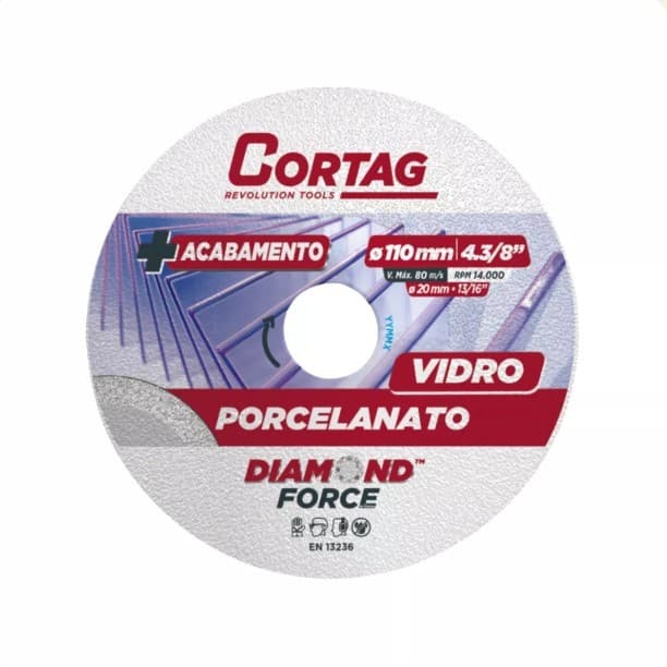 Disco Diamantado Porcelanato 110mm Vidro Cortag