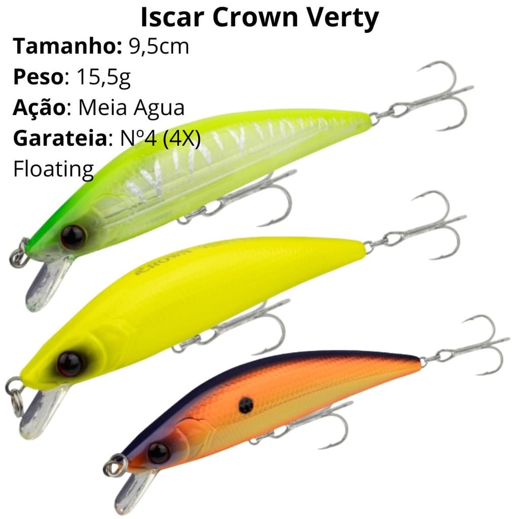 Isca artificial para pesca Meia Agua Crown Verty 9,5cm 15,5g Tucunaré Traíra