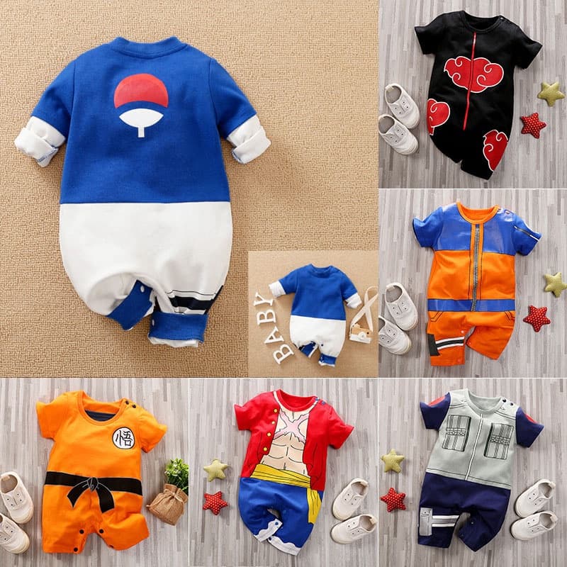 Macacão premium | Macacão De Manga Comprida De Anime / Naruto / Dragon Ball / Luffy / Sasuke Uzumaki / Para Bebê / Menino / Menina | Para recém-nascidos até 0-18 meses