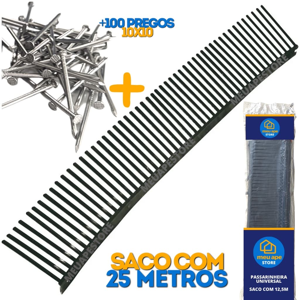 Tela Passarinheira Universal Preta Caixa 25M +250 Pregos