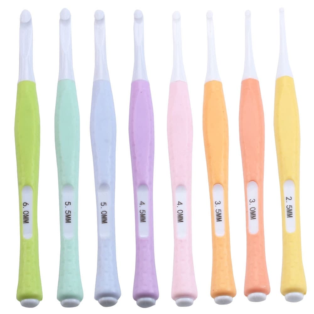 8pcs 14cm TPR Silicone Conjunto De Crochê De Lã Colorido Agulha De Tricô