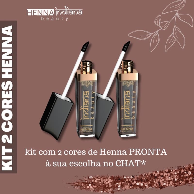 Kit Henna Pronta Indiana Beauty - 2 Unidades - Design de Sobrancelhas em Casa - Sem Chumbo e Amônia