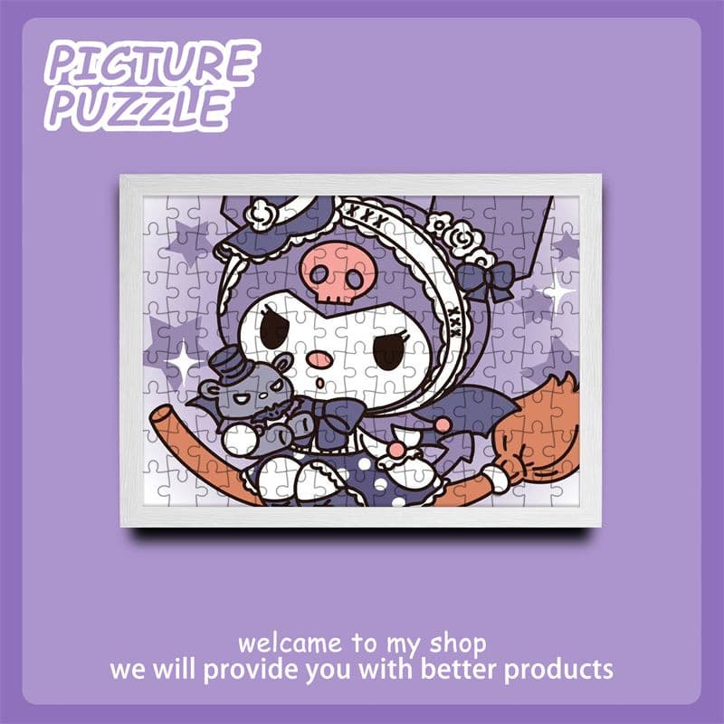 Quebra-cabeça Kuromi Quebra-cabeça Kuromi Quebra-cabeça Descompressão Adulto Quebra-cabeça Anime Comic Toy Paper Boyfriend Namorada Aniversário Al Cute Pet Planet 11.08