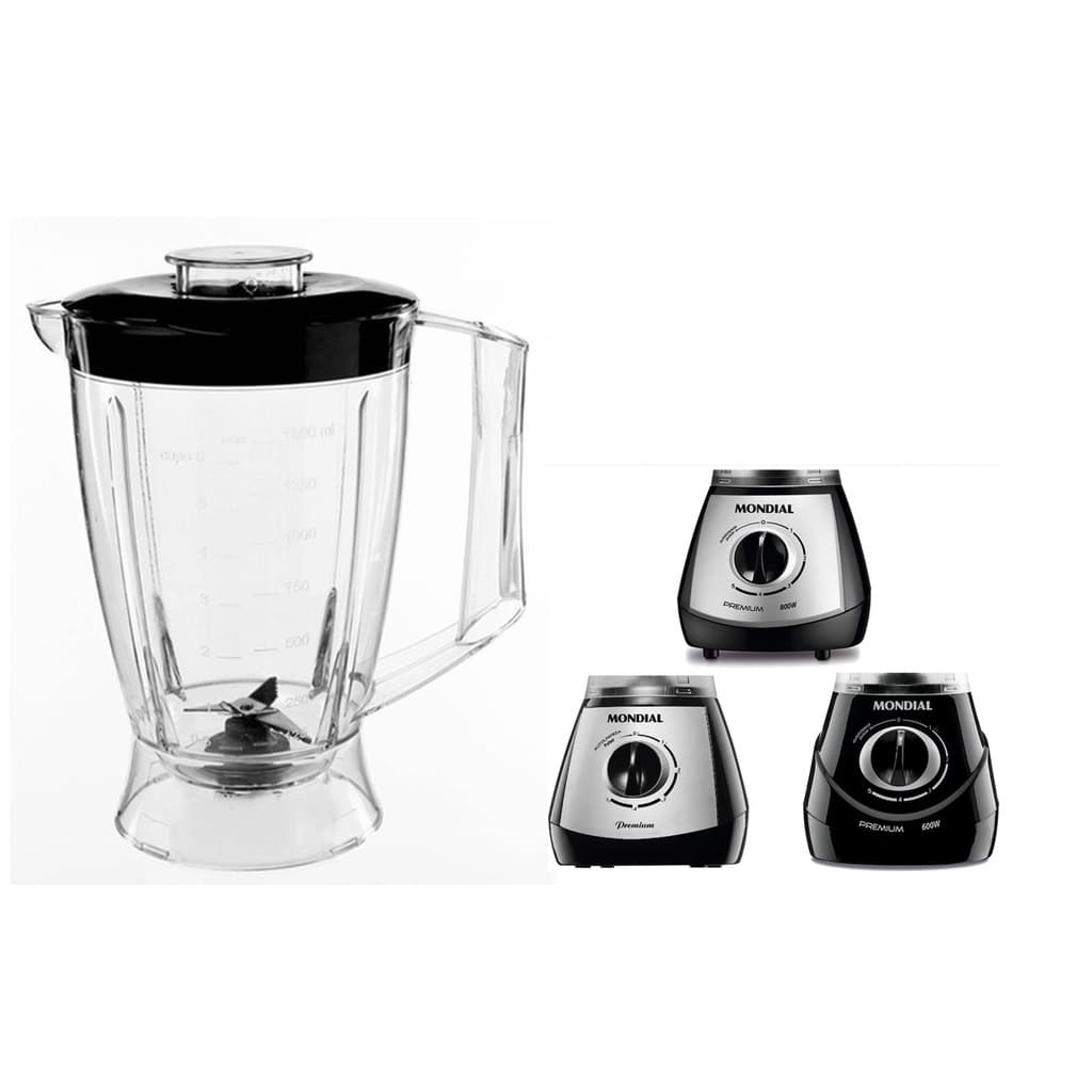 Copo Liquidificador Mondial Premium Black  Due Silver L-51 ao L-55 Cristal Reforçado