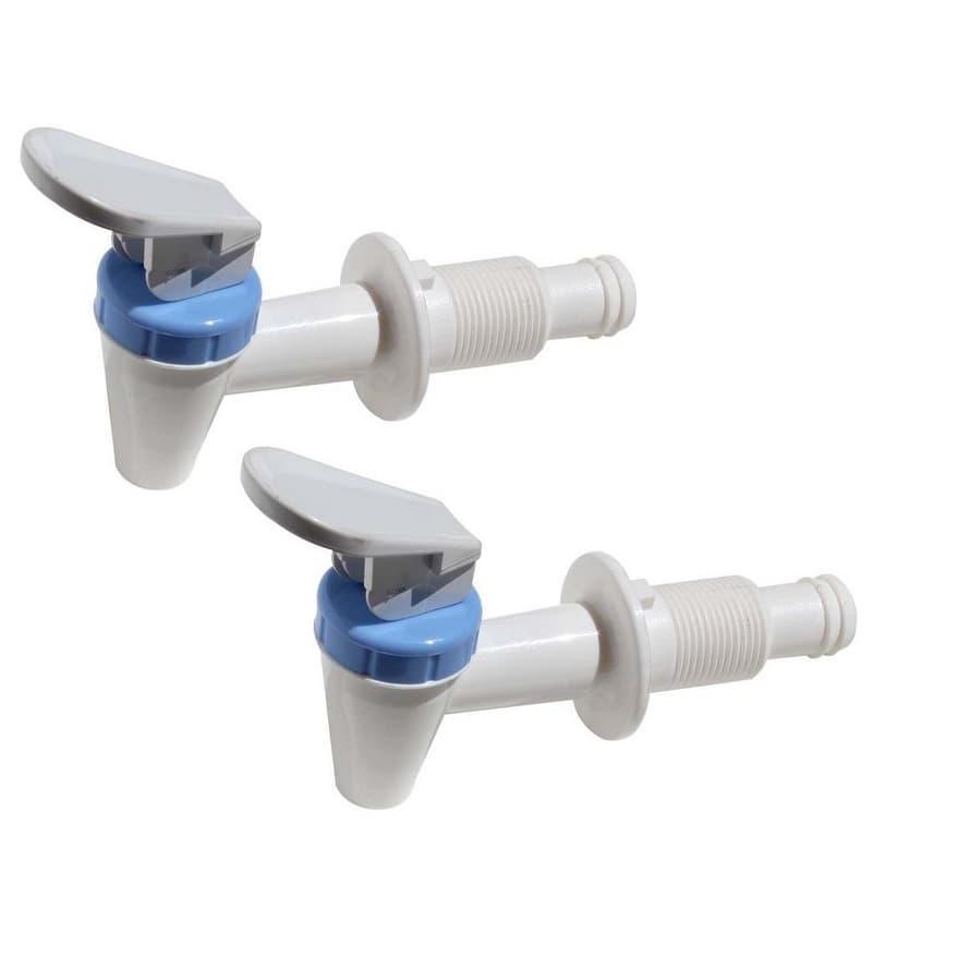 KIT TORNEIRA PLÁSTICA BRANCA/AZUL COM ESPIGÃO E ROSCA 2PÇS