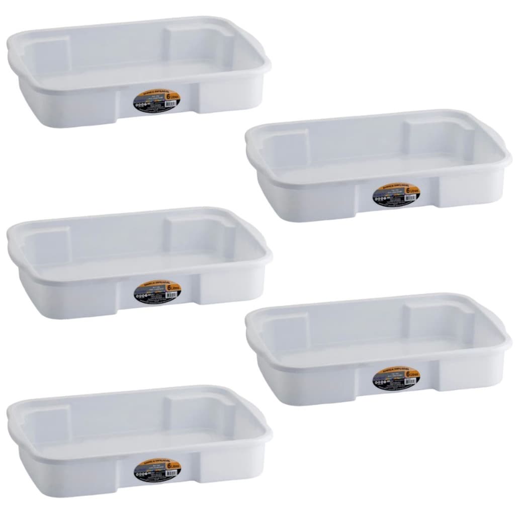 Kit 5 Bandejas Plásticas 6L Multiuso para Açougue Churrasco Cozinha Restaurante Resistente Compacta