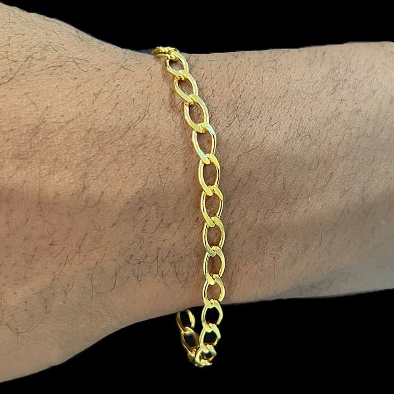 Pulseira 4mm Grumet Long Banhado A Ouro 18K Exclusivo Premium