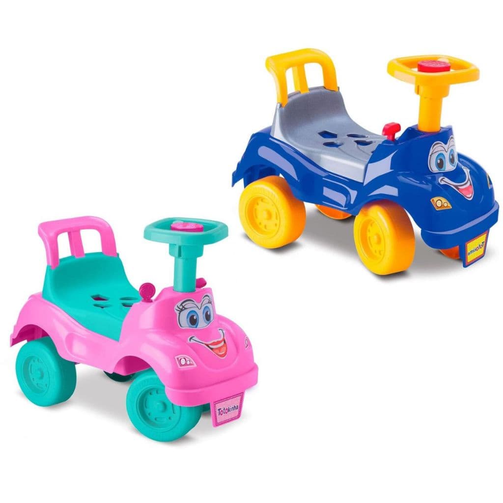 Carrinho Passeio Andador Infantil Quadriciclo Velotrol Totokinha Clássica Didática Interativa Com Buzina Formas E Crec-Crec