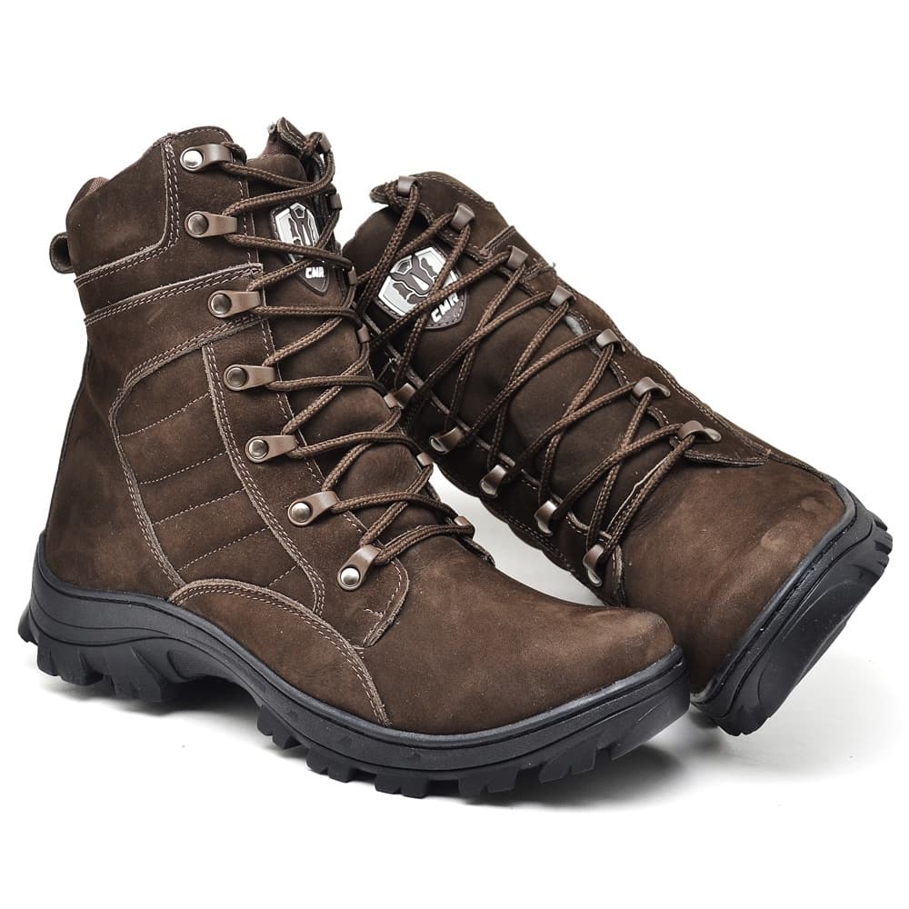 Bota Masculina Couro Para Trabalho Adventure Cano Médio Confortável Resistente Social