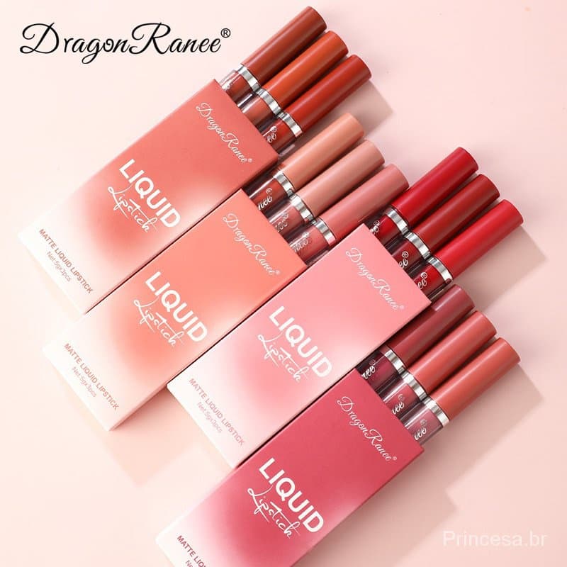 [Princesa] Batom Líquido 3 Peças De Veludo Matte/Lip Gloss/Long Lasting Waterproof