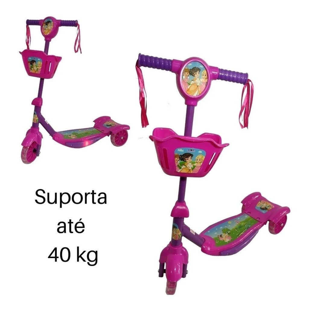 Patinete Infantil 3 Rodas Com Música E Luz Led Radical Criança Infantil Esporte Compacto