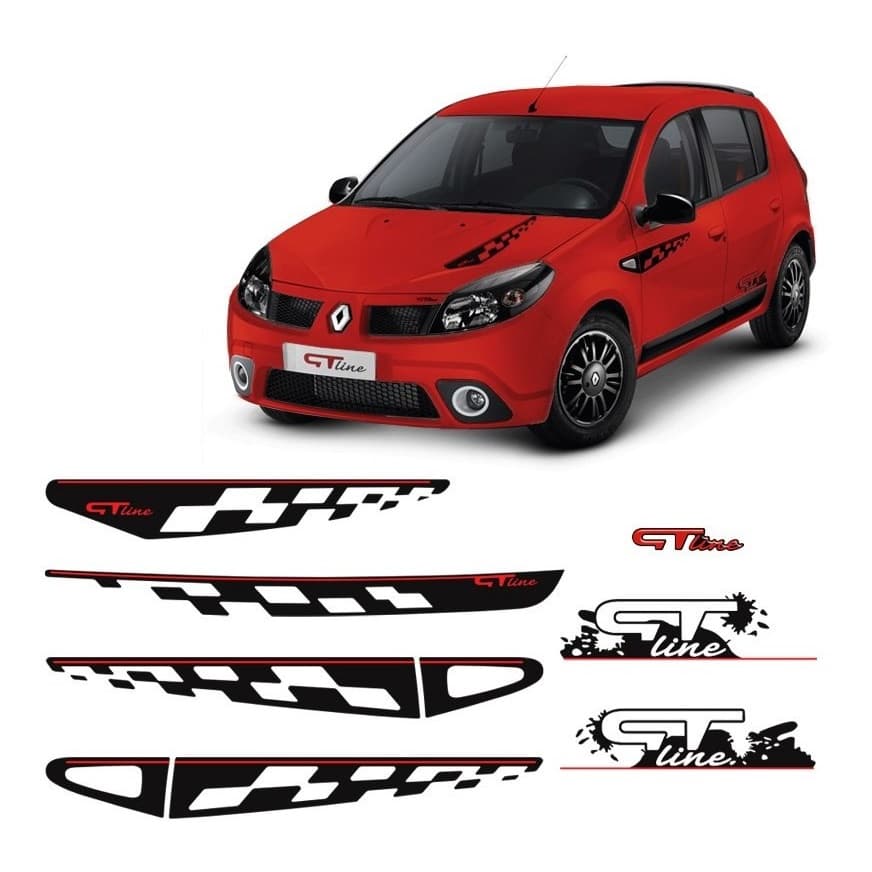 Kit Faixa Sandero Gt Line 2011 Adesivo Lateral Traseiro Capo