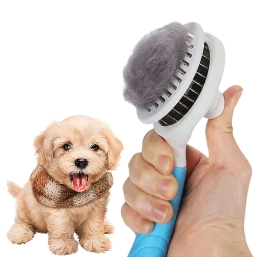 Rasqueadeira Pet Escova Tira Pelos Profissional Cachorro Gatos Botão Cerdas De Aço