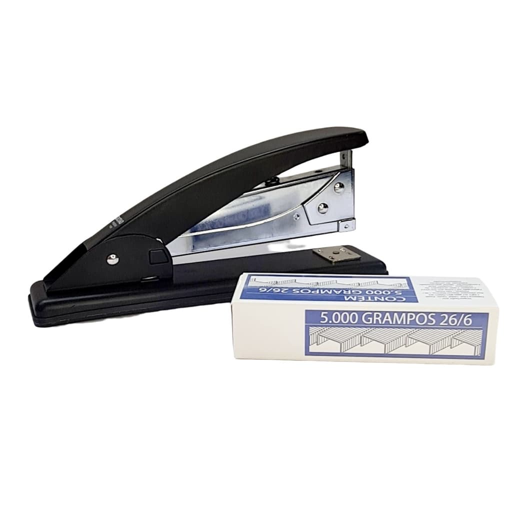 Grampeador De Mesa MP`400 19,5 Cm  + Cx De Grampo