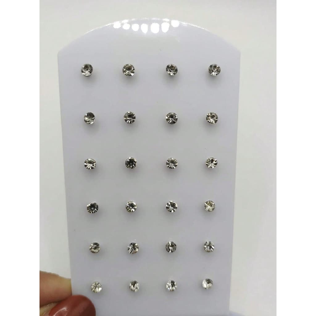 KIT DE Brinco Ponto De Luz METAL Redondo Com Strass  COMTEN 12 PARES