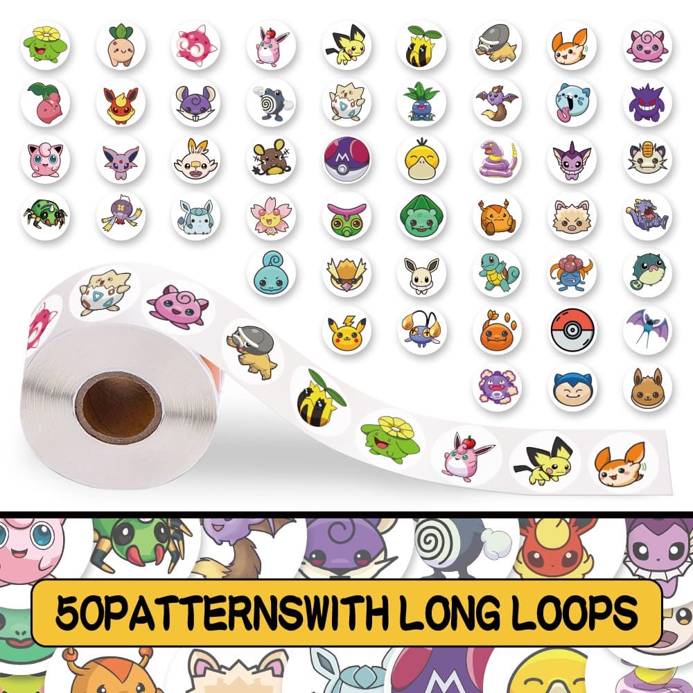 Adesivos Decorativos À Prova D'água De Vedação Pokémon Fofos De Desenho Animado 200 Unidades/Rolo Para Capacete De Bicic