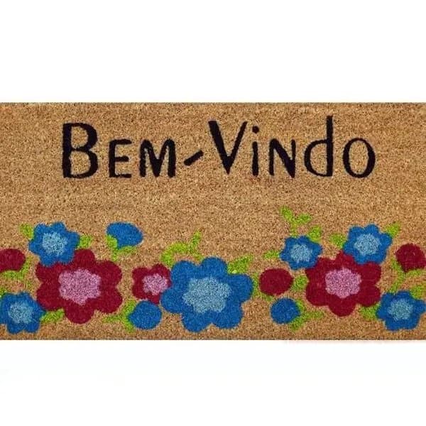Capacho Fibra De Coco Estampado Antiderrapante 30x60cm - Jolitex Bem Vindo