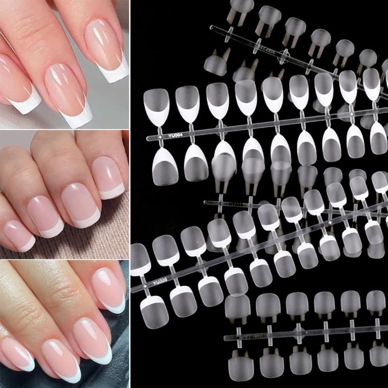 UR SUGAR SUGAR Dicas De Unhas Falsas Brancas Francesas Vestíveis Prensa De Capa Cheia Em 30Pcs