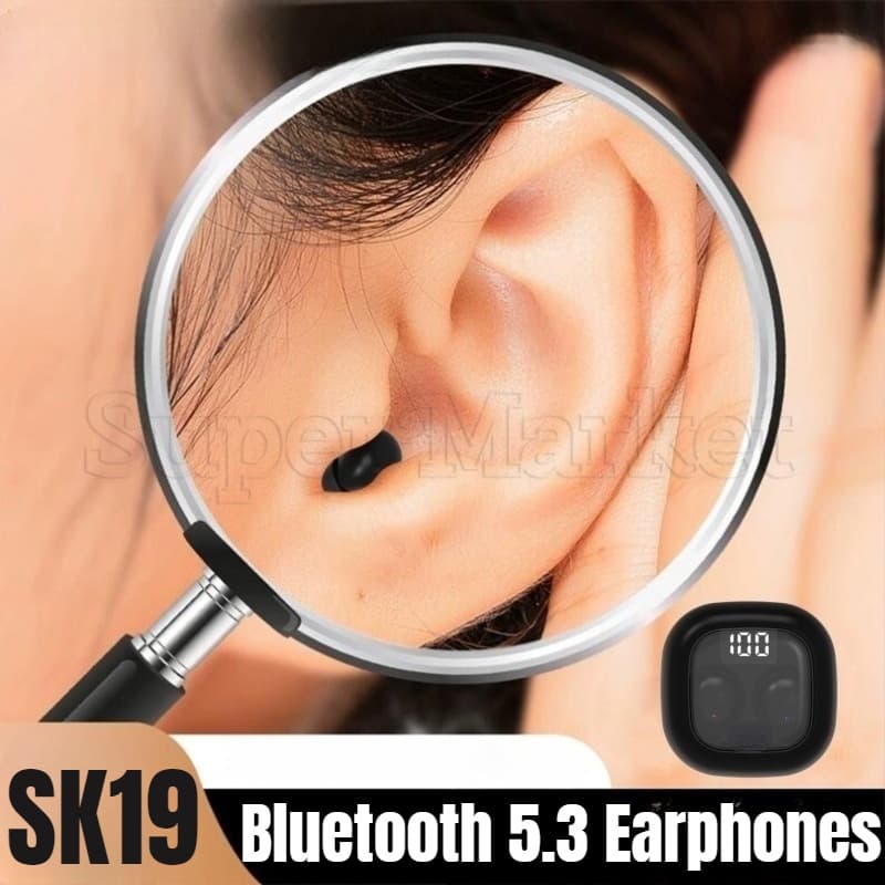 Fones De Ouvido Bluetooth SK19-Mini Invisíveis-Intra-Auriculares Sem Fio Estéreo Para Redução De Ruído HIFI Esportivos 5.3