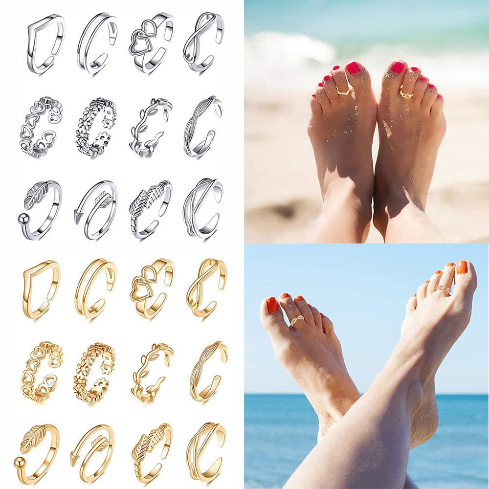 12 Pçs/Set Moda Praia Jóias Anéis De Dedo Do Pé Anel Irregular Estilo Punk Conjunto De