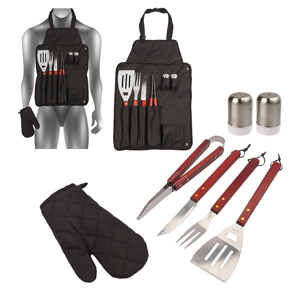 Kit churrasco completo 8 peças Avental + Luva