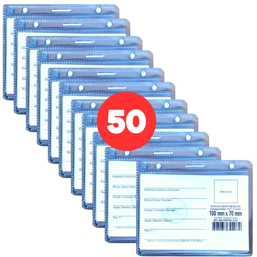 50 Porta Crachá Plástico Transparente DAC Suporte Evento PVC