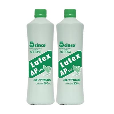 2 Acetona Removedor Lutex Ap 500ml Cinco para unhas manicure pedicure profissional
