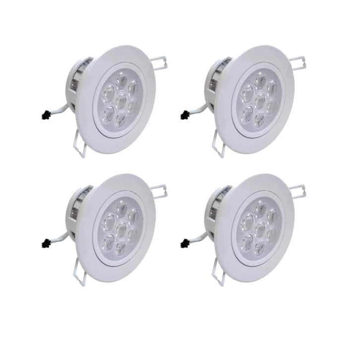 Kit 4 lâmpadas Spot LED 7W embutir redonda bco frio Bivolt