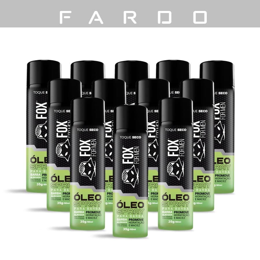 OLEO PARA BARBA SPRAY 60ML - FOX FOR MEN - 12 Unidades