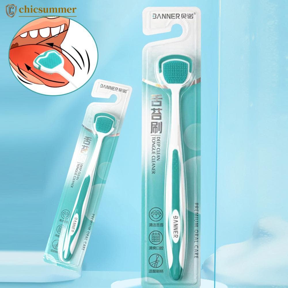 CHICSUMMER 1Pc Raspador De Revestimento De Língua De Limpeza Do Hálito Fresco De Silicone Escova Odor 2 Em 1 P3S8