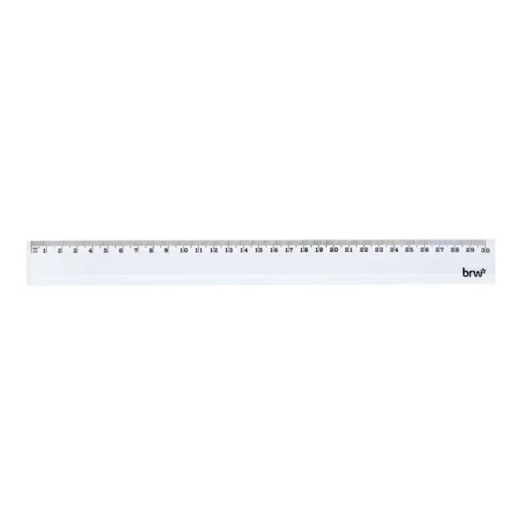 Régua 30 cm Plástica Cristal Transparente BRW