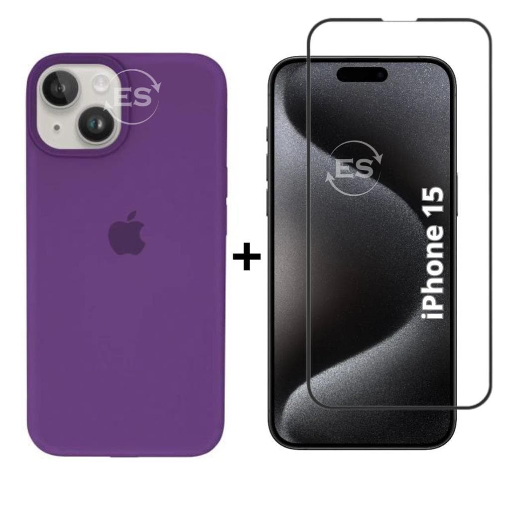 Para iPhone 15 Kit Capa Case + Película Vidro 3D Linha Premium 2em1