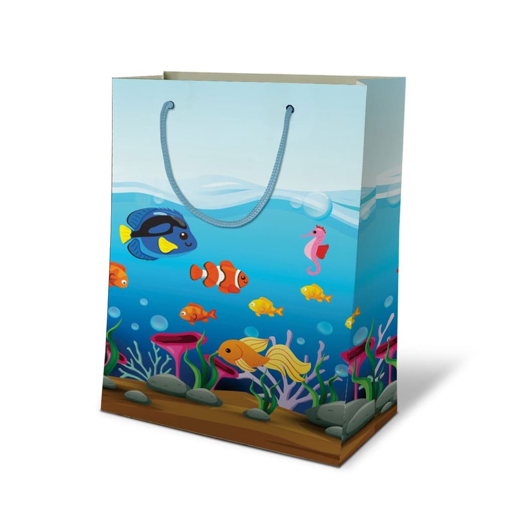 Sacolas De Papel Fundo Do Mar 25x17x6cm 10u a 50u Para Lembrancinha De Aniversário Surpresa Presente Bolsa Festa