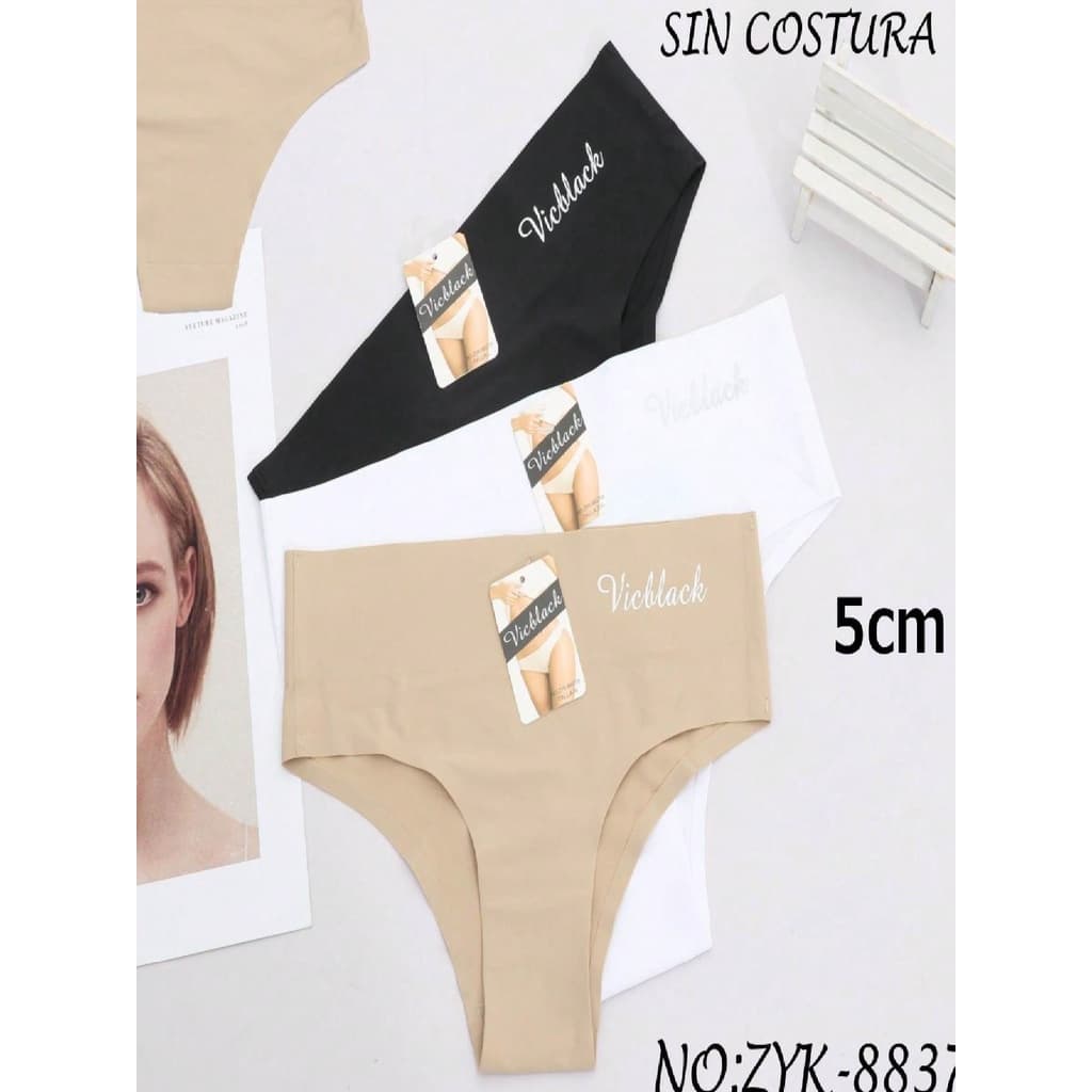 1-4 Calcinha Feminina Sem Costura  Cós Alto e Cós Reforçado de 5 cm/1005