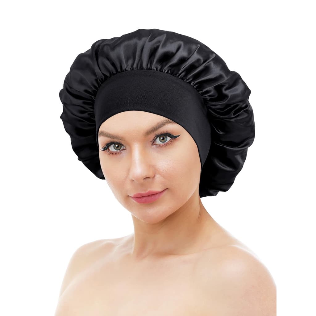 Touca De Dormir cetim Feminina Com Aba Larga De Cetim E Touca Para Cabelo Adequadas Para Uso Diário