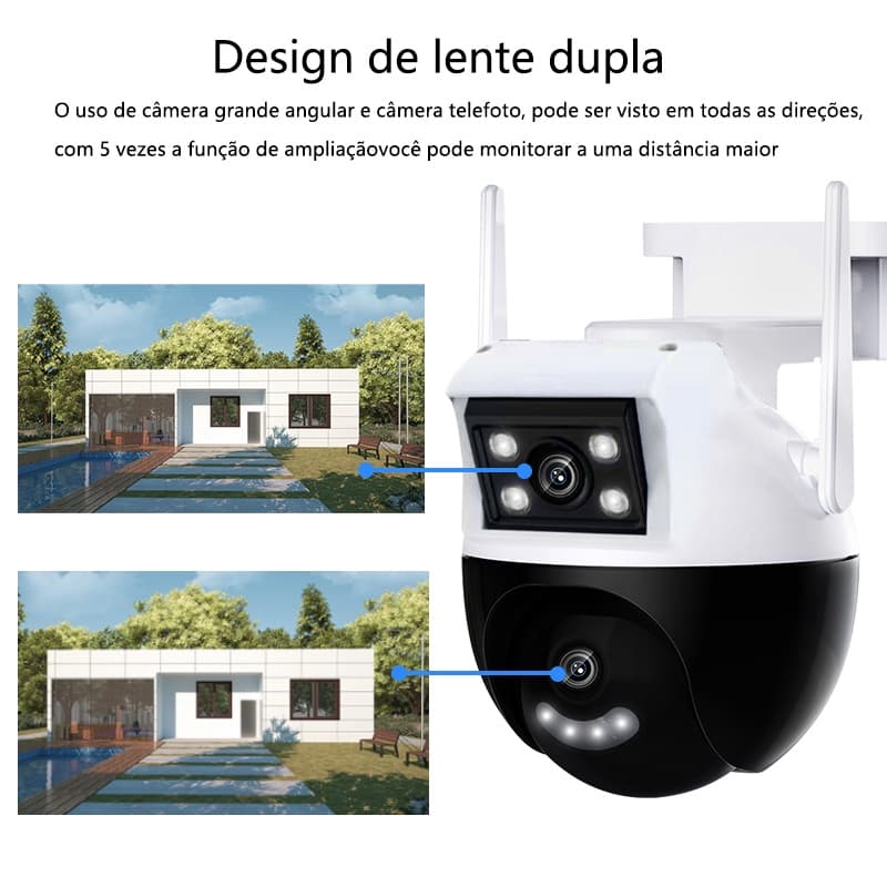 Yoosee Câmera De Segurança Com Lente Dupla HD 8MP 4K Visão Noturna Externa IP66 Monitoramento Móvel Ip