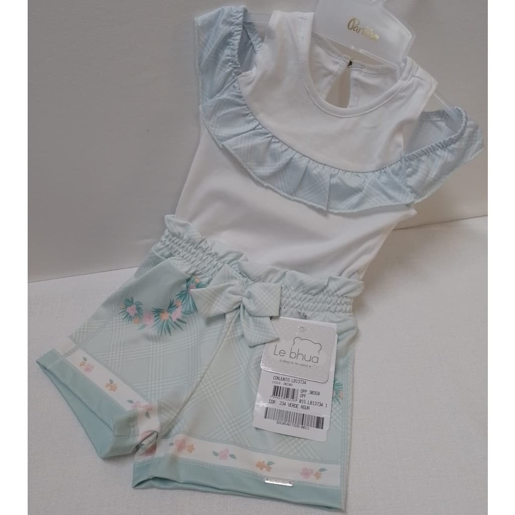 Conjunto Curto Bebê Menina Estampado Le Bhua / Paraiso 13734