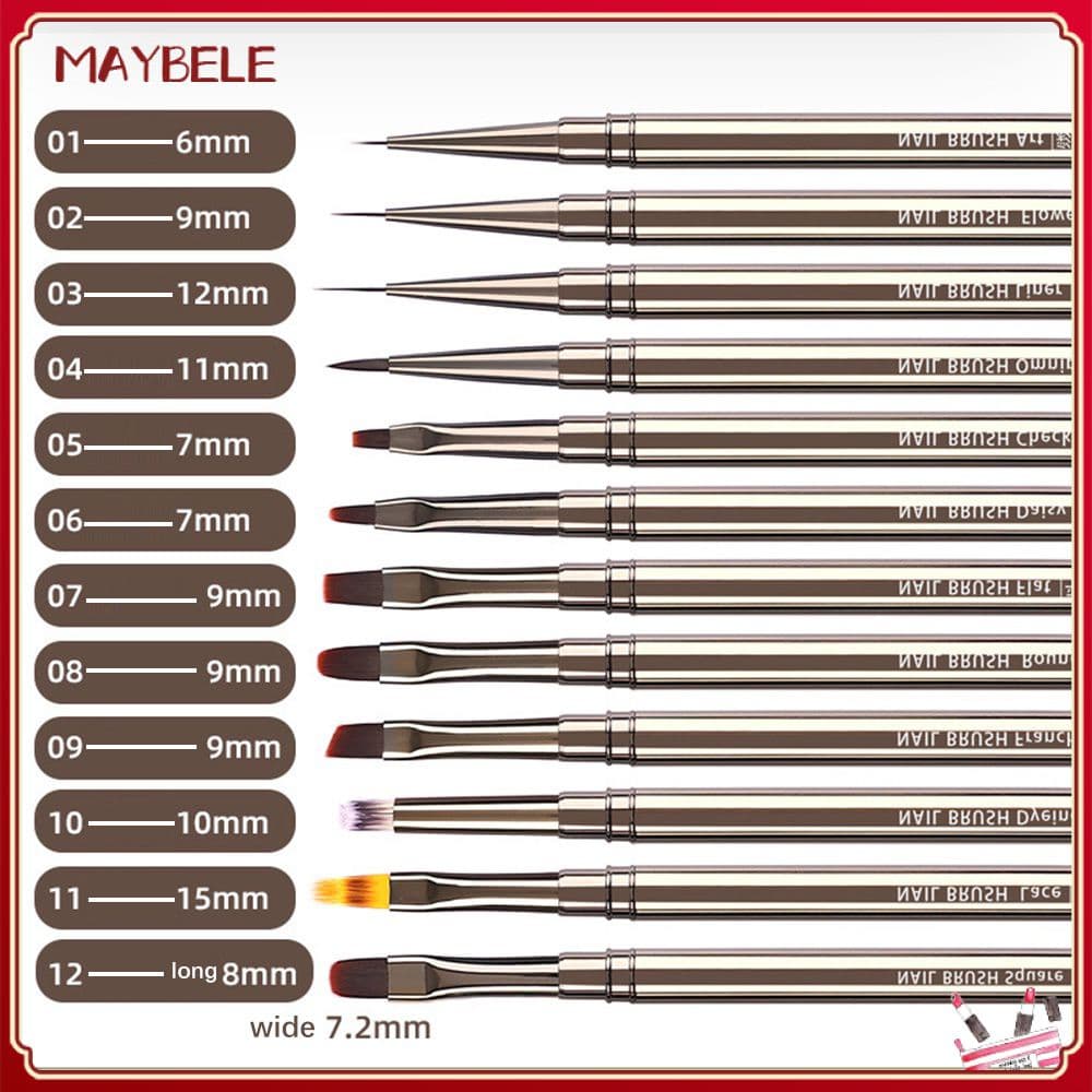 Pincel funcional para arte em unhas, metal, lã de nylon, tubo de cobre, pintura redonda, cabeça obique, caneta de fototerapia, ferramenta de manicure feminina para estudantes, loja de unhas MAYBELE