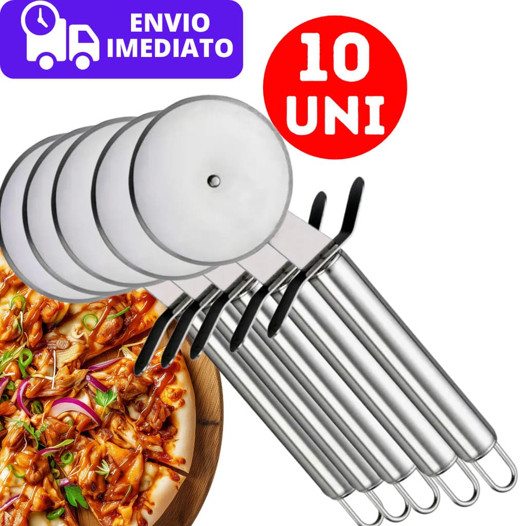 Kit 10 Cortador de Pizza Carretilha de Massas Pastel Bolos Aço Inox Profissional Restaurante
