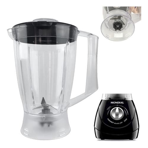 Copo De Liquidificador Para Mondial Power Black / Mondial Dinamico / Line L-28 L-26 Cristal Preto
