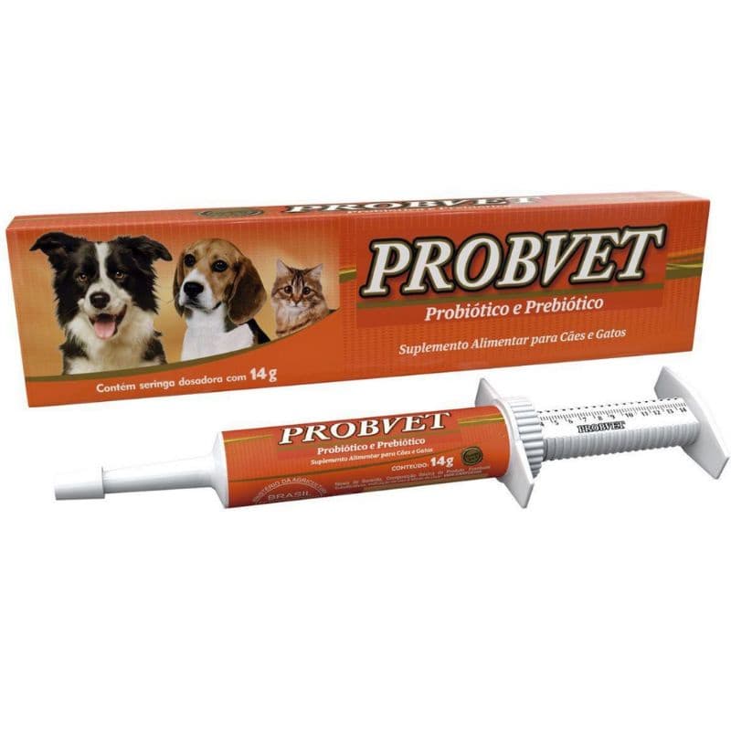 Probiótico e Prebiótico Potente para Cães Cachorro e Gatos Probvet Pet 14g VetBras Pet shop