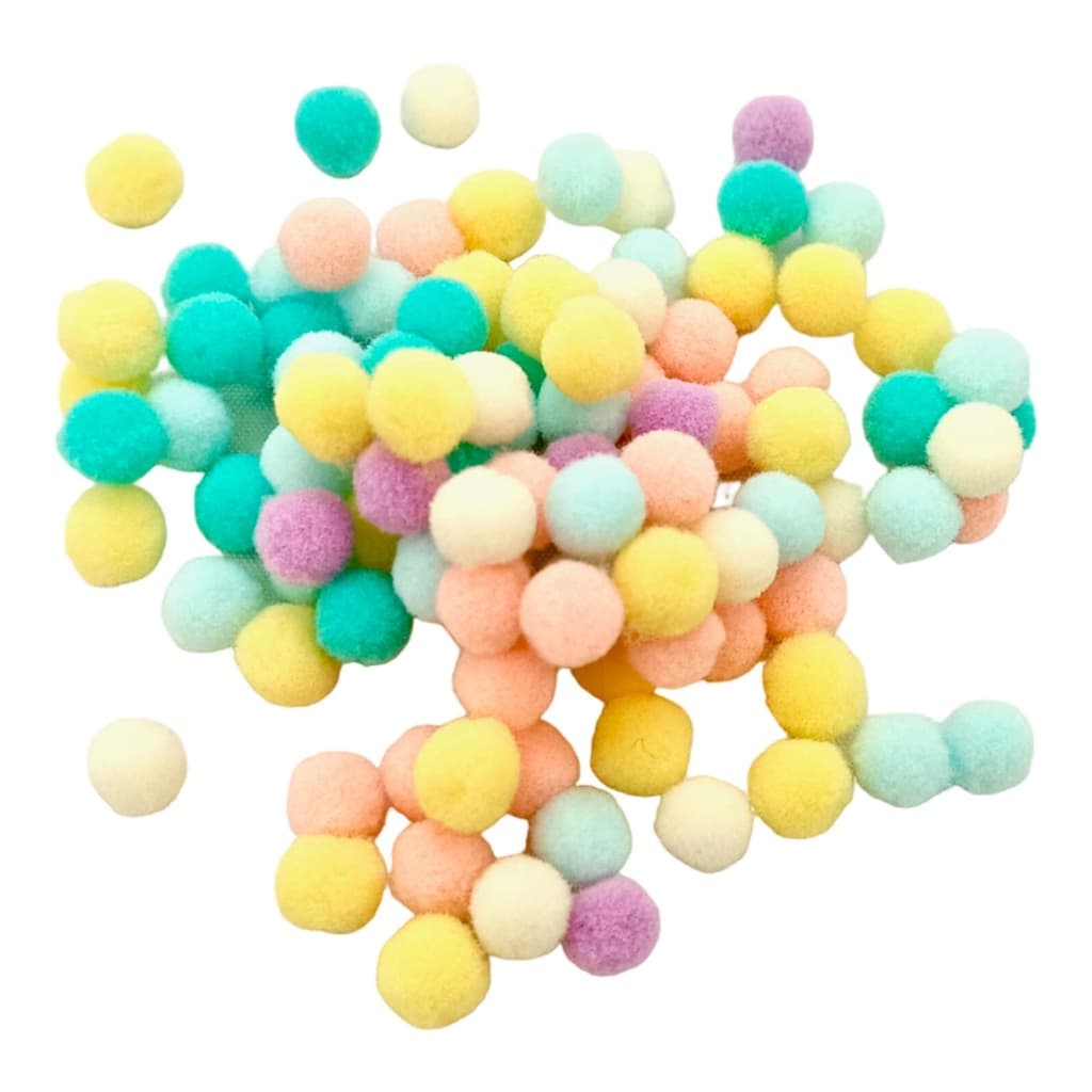 100 Bolas de tecido Pompom de 10mm - Candy Color
